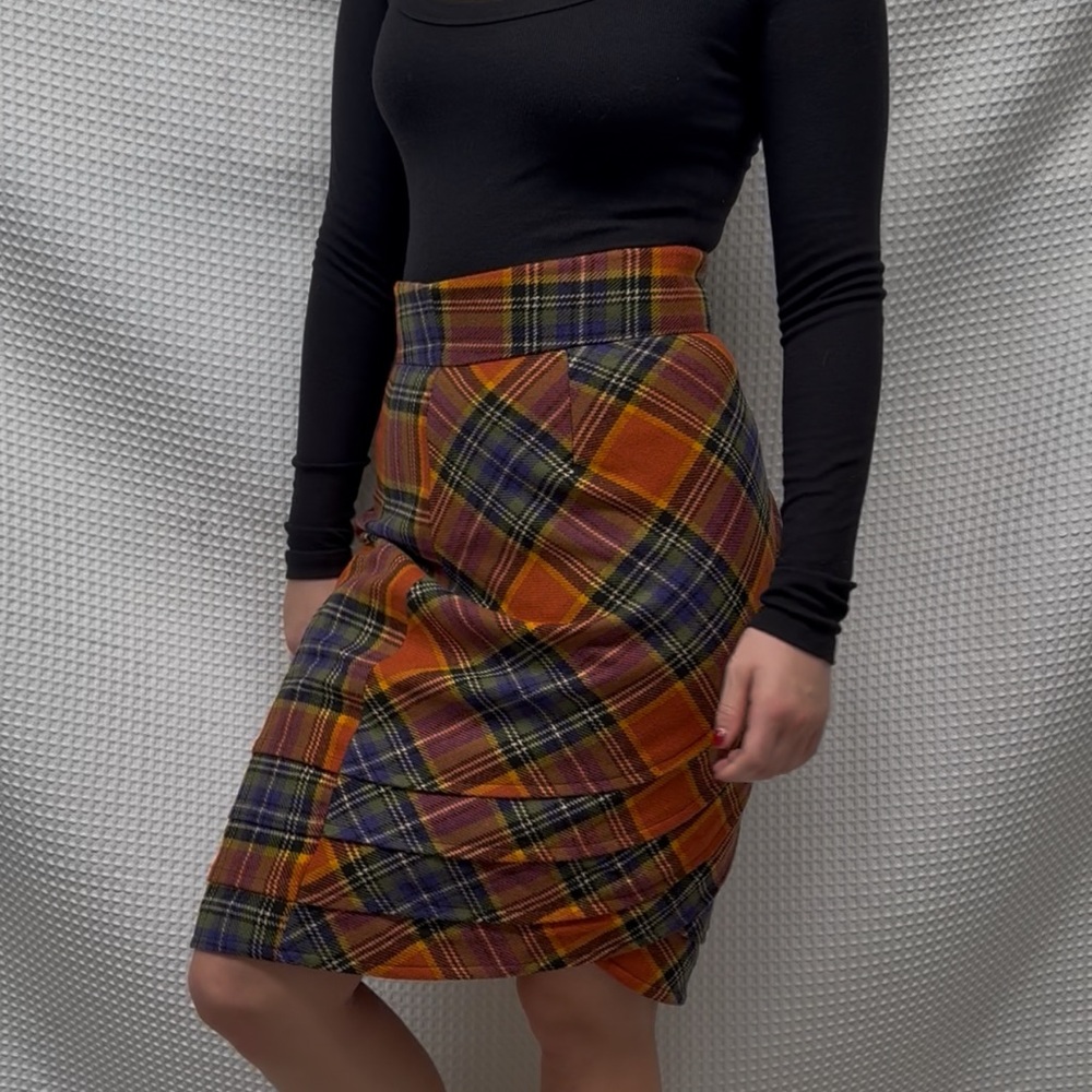 Plenty by Tracy Reese Orange and Black Asymmetrical Pencil Skirt